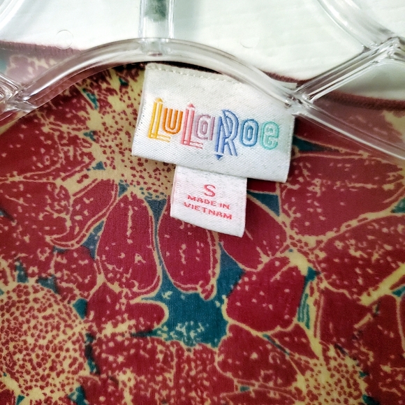 Lularoe Monroe S Maroon With Beige Flowers Black Fringe NWT - Picture 6 of 10